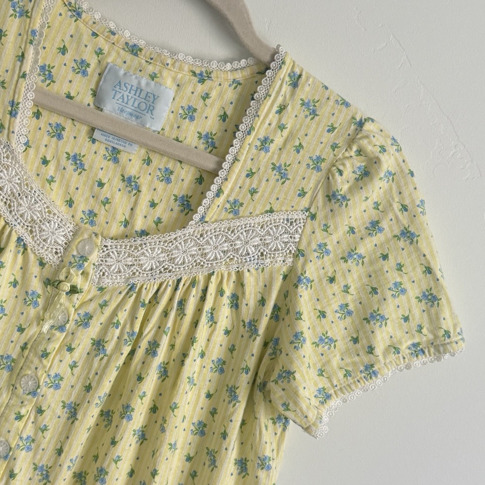VTG Ashley Taylor 100% Cotton Knit Nightgown S Scandi Girl Feminine